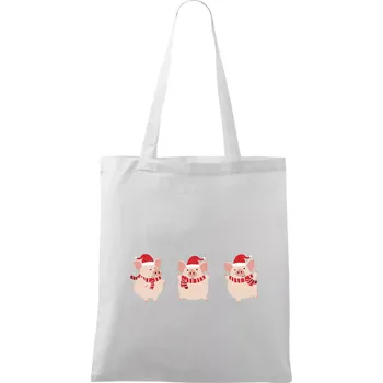 Nákupní taška Vánoční prasátka - Taška bavlněná - 42 x 38 cm ( Bílá )
