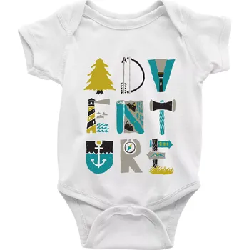 Kojenecký body Adventure font - Body kojenecké s krátkým rukávem - Krátký r. 18-24 měs ( Bílá )