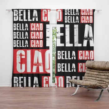 Závěs Sablio Závěs La Casa de Papel Professor or Bella Ciao motiv 2: 2ks 140x250cm