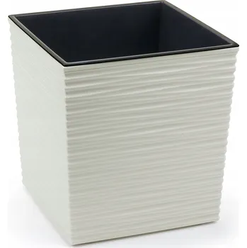 Květináč Květináč plast béžový Lamela 19 cm x 19 x 19,5 cm