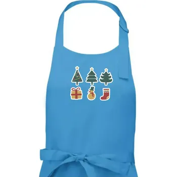 Kuchyňská zástěra Vánoční sada - stromky a dárky - Pánská zástěra na vaření - Univerzální velikost ( Světlý tyrkys )