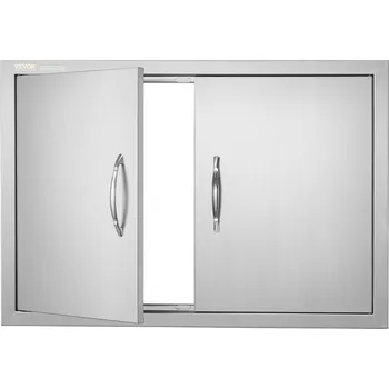 Vevor Dvojitá dvířka na gril 774×533 mm nerezová, zapuštěná, s držadly