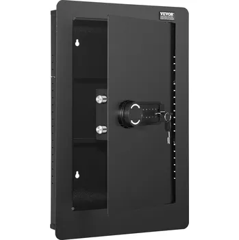 Trezor Vevor Nástěnný trezor 65 cm, 3 úrov., kódový zámek, police, držáky na klíče