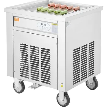 Vevor Stroj na rolovanou zmrzlinu 19.7"×19.7" nerez s kompresorem, 2 škrabky