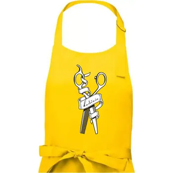 Kuchyňská zástěra Kadeřnice nůžky a hřeben - Dámská zástěra na vaření - Univerzální velikost ( Žlutá )