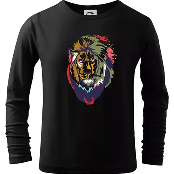 Dětská móda Hlava lva kreslená jednoduchá - Triko dětské Long Sleeve - 122 cm/6 let ( Černá )
