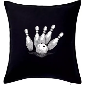 Polštář Bowling kresba - Polštář 50x50 - 50x50 - Pouze potah ( Černá )
