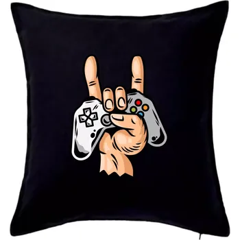 Polštář Gamer - gamepad paroháč - Polštář 50x50 - 50x50 - Pouze potah ( Černá )