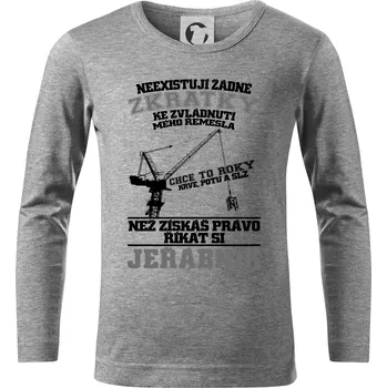 Chlapecké tričko Jeřábník zkratky - Triko dětské Long Sleeve - 122 cm/6 let ( Tmavě šedý melír )