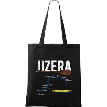 Mapa řeky Jizery - Taška bavlněná - 42 x 38 cm ( Černá )