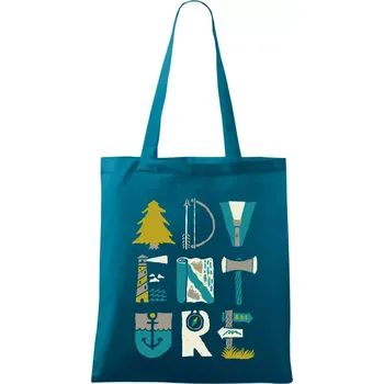 Adventure font - Taška bavlněná - 42 x 38 cm ( Petrolejová )