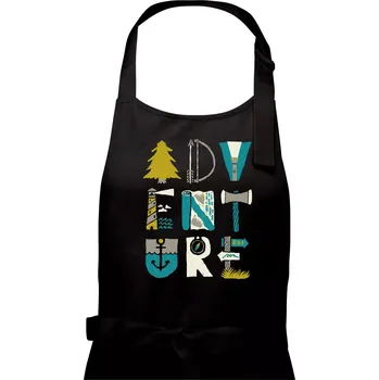 Kuchyňská zástěra Adventure font - Dámská zástěra na vaření - Univerzální velikost ( Černá )