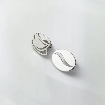 Náušnice Stříbrné náušnice zrnko kávy a šálek - Ag 925