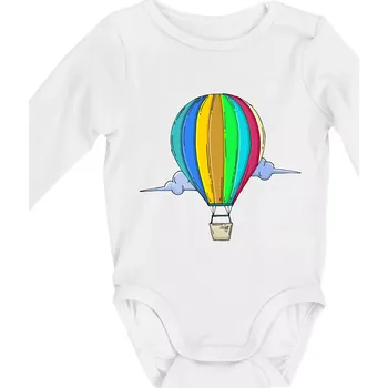 Kojenecký body Horkovzdušný balon v oblacích - Body kojenecké s dlouhým rukávem - Dlouhý r. do 3 měs ( Bílá )