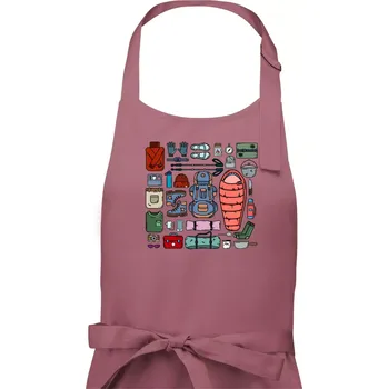 Kuchyňská zástěra Co si sbalit na kempovani? - Dámská zástěra na vaření - Univerzální velikost ( Starorůžová )