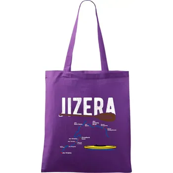 Mapa řeky Jizery - Taška bavlněná - 42 x 38 cm ( Fialová )