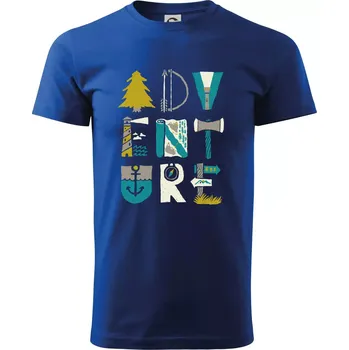 Pánské tričko Adventure font - Triko extra velké (5-8XL) - 7XL ( Královská modrá )