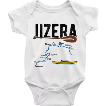 Kojenecký body Mapa řeky Jizery - Body kojenecké s krátkým rukávem - Krátký r. 12-18 měs ( Bílá )