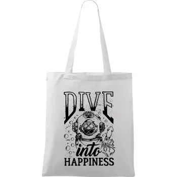 Dive into happinness - Taška bavlněná - 42 x 38 cm ( Bílá )