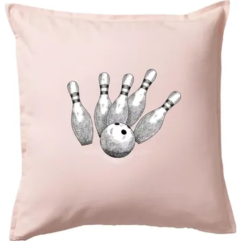 Polštář Bowling kresba - Polštář 50x50 - 50x50 - Pouze potah ( Světle růžová )