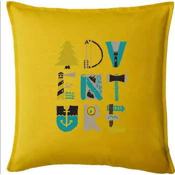 Polštář Adventure font - Polštář 50x50 - 50x50 - Pouze potah ( Žlutá )