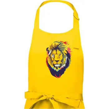 Kuchyňská zástěra Hlava lva kreslená jednoduchá - Dámská zástěra na vaření - Univerzální velikost ( Žlutá )
