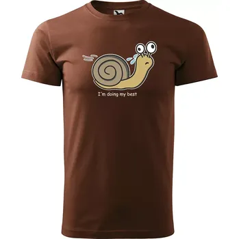 Pánské tričko Sablio Tričko s potiskem I am doing my best Snail - hnědé S