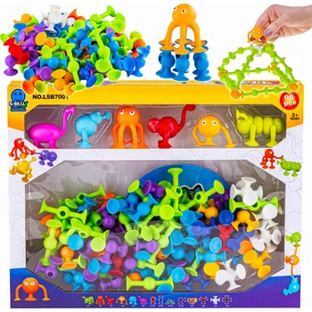 ostatní stavebnice Sada STAVEBNICE CRAZY ANIMALS 77 DÍLŮ WOOPIE s přísavkami