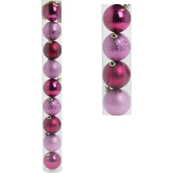 Vánoční ozdoba Ozdoba závesná guľa 6cm sada 9ks plast cyklamén mix