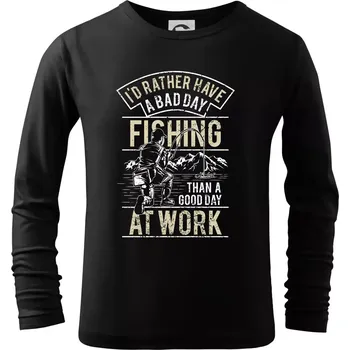 Chlapecké tričko Fishing at work - Triko dětské Long Sleeve - 122 cm/6 let ( Černá )