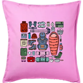Polštář Co si sbalit na kempovani? - Polštář 50x50 - 50x50 - Pouze potah ( Růžová )
