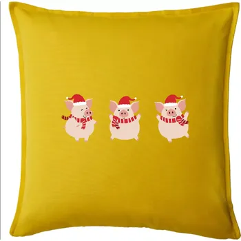 Polštář Vánoční prasátka - Polštář 50x50 - 50x50 - Pouze potah ( Žlutá )