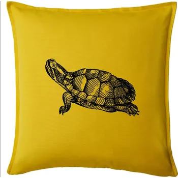 Polštář Tužkou kreslená želva - Polštář 50x50 - 50x50 - Včetně výplně ( Žlutá )