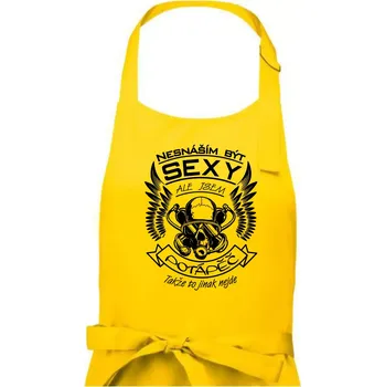 Kuchyňská zástěra Nesnáším být sexy - potápěč - Pánská zástěra na vaření - Univerzální velikost ( Žlutá )