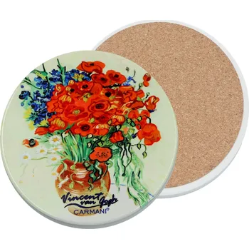 Carmani, keramická kulatá podložka pod hrnek - VAN GOGH/Maková váza