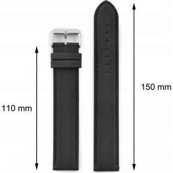 Řemínek na hodinky XXXL ŘEMÍNEK K HODINKÁM KOŽENÝ VELMI DLOUHÝ PREMIUM SUPERLONG ČERNÝ 24 MM