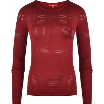 Dámský svetr Guess dámský svetr červený klasický střih k bokům velikost M