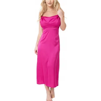 Dámské spodní prádlo KOŠILE NOČNÍ DÁMSKÁ Halka Sanda XL Růžová Fuchsiová Dlouhá Saténová Výstřih Voda