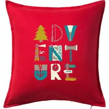 Polštář Adventure font - Polštář 50x50 - 50x50 - Pouze potah ( Červená )