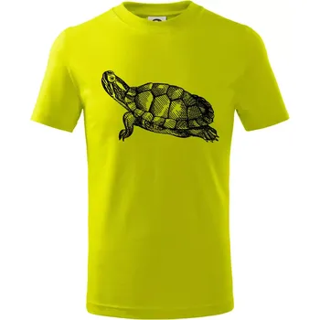 Chlapecké tričko Tužkou kreslená želva - Tričko dětské bavlněné - 98 cm / 2 roky ( Limetková )