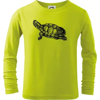 Dětská móda Tužkou kreslená želva - Triko dětské Long Sleeve - 146 cm/10 let ( Limetková )