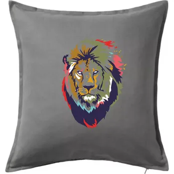 Polštář Hlava lva kreslená jednoduchá - Polštář 50x50 - 50x50 - Pouze potah ( Tmavě šedý melír )
