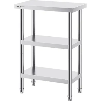 Jídelní stůl Vevor Stůl pro přípravu jídla z nerezavějící oceli, rozměry 35.6×61 cm