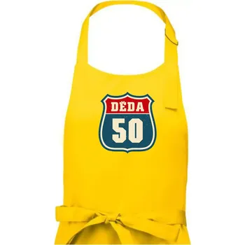 Kuchyňská zástěra Děda 50 - Pánská zástěra na vaření - Univerzální velikost ( Žlutá )