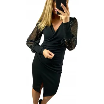 Dámské šaty Genesy koktejlové šaty glamour ke kolenům, velikost 38