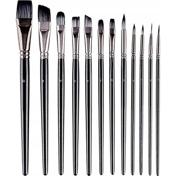 Umělecký štětec Štětce na olejové barvy Sada 12 štětců různých tvarů
