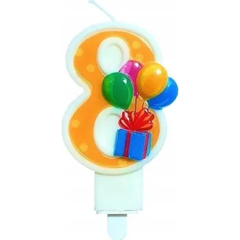 Narozeninová svíčka s balónky - číslice 8