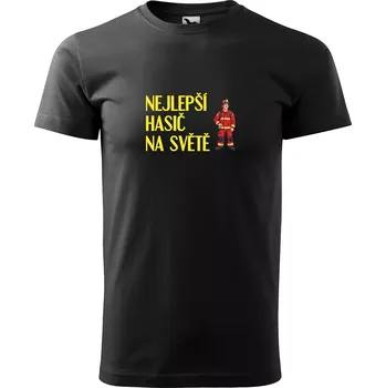 Sablio Tričko s potiskem Nejlepší hasič na světě - černé 2XL