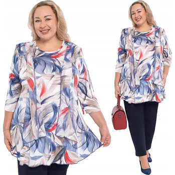 Dámská tunika Mdr24 tunika volná kulatý velikost 52/54