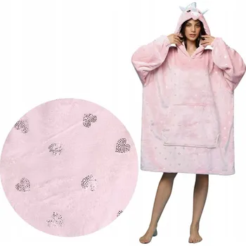 Dámská mikina MIKINOVÁ DEKA DEKA MIKINA PONČO SNUDDIE DÁMSKÁ MLÁDEŽNICKÁ JEDNOROŽEC RŮŽOVÁ